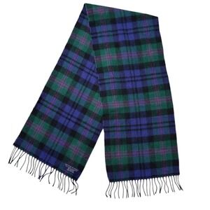 Hector Russell Clan Tartan Scarf 100% Lambswool Made in Scotland‎ Purple Plaid